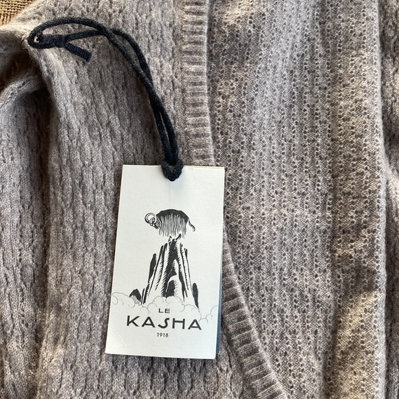 Le Kasha Open back pointelle-knit %100 organic cashmere dress. Size Large NWT - Picture 6 of 11